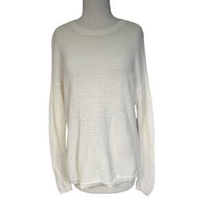 Loft Off White Long Sleeve Sweater Tight Knit Size Small 100% Cotton Over Sized